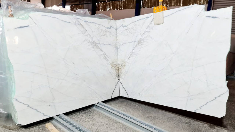 Bianco Rigata Exotic Bookmatching Polished Marble Slab