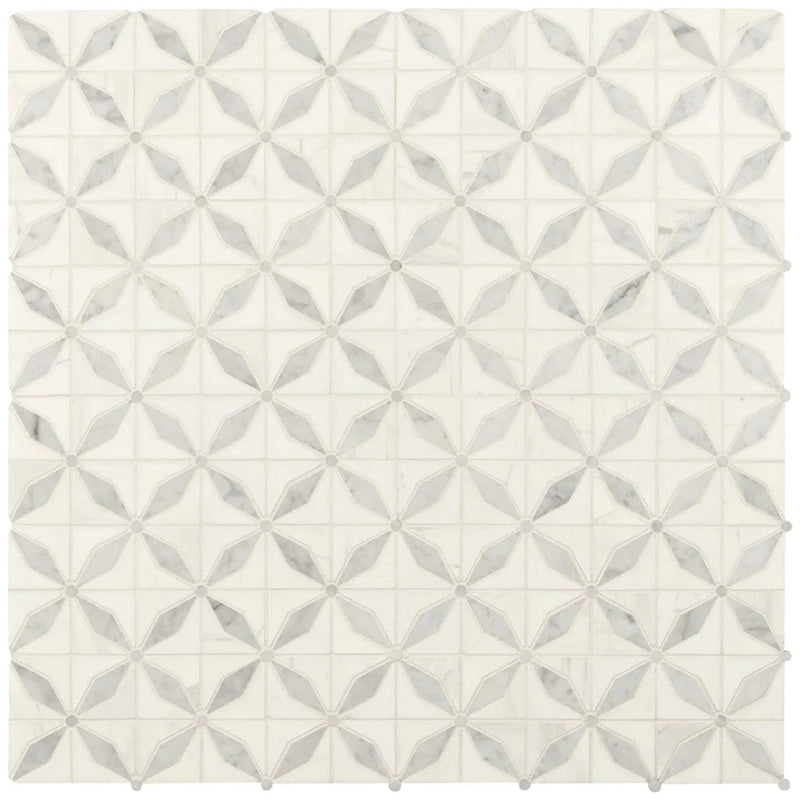 MSI Bianco Starlite Polished Marble Mosaic Tile 12"x12"