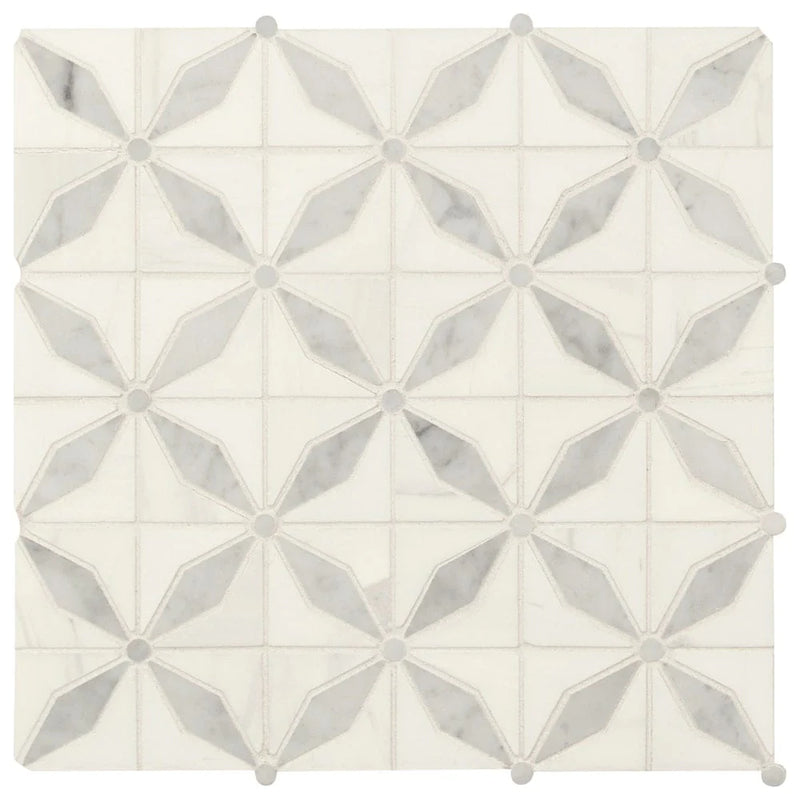 MSI Bianco Starlite Polished Marble Mosaic Tile 12"x12"