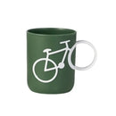 Bicycle green & white ceramic toothbrush holder cup bathroom mug by Decorbites