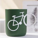 Bicycle green & white ceramic toothbrush holder cup bathroom mug by Decorbites