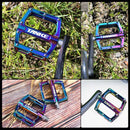 Bicycle pedals Ultralight Aluminum Alloy Colorful Hollow Anti-Skid Bearing Mountain Bike Foot pedal Pedals Aluminum Road Bike Pedals Sealed Bearing Bicycle Lightweight Platform Flat Pedals For Road Bikes