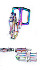 Bicycle pedals Ultralight Aluminum Alloy Colorful Hollow Anti-Skid Bearing Mountain Bike Foot pedal Pedals Aluminum Road Bike Pedals Sealed Bearing Bicycle Lightweight Platform Flat Pedals For Road Bikes