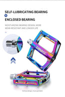 Bicycle pedals Ultralight Aluminum Alloy Colorful Hollow Anti-Skid Bearing Mountain Bike Foot pedal Pedals Aluminum Road Bike Pedals Sealed Bearing Bicycle Lightweight Platform Flat Pedals For Road Bikes