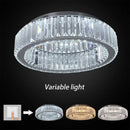 GobekUsa Big Crystal Round LED Chandelier Dimmable Ceiling Light with Remote