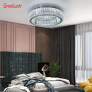 GobekUsa Big Crystal Round LED Chandelier Dimmable Ceiling Light with Remote