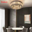 GobekUsa Big Crystal Round LED Chandelier Dimmable Ceiling Light with Remote