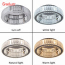 GobekUsa Big Crystal Round LED Chandelier Dimmable Ceiling Light with Remote