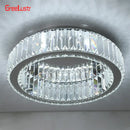 GobekUsa Big Crystal Round LED Chandelier Dimmable Ceiling Light with Remote