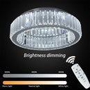 GobekUsa Big Crystal Round LED Chandelier Dimmable Ceiling Light with Remote