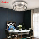 GobekUsa Big Crystal Round LED Chandelier Dimmable Ceiling Light with Remote