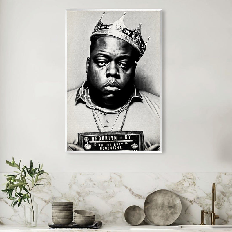 Biggie Mugshot Black Canvas