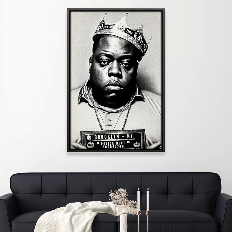 Biggie Mugshot Black Canvas