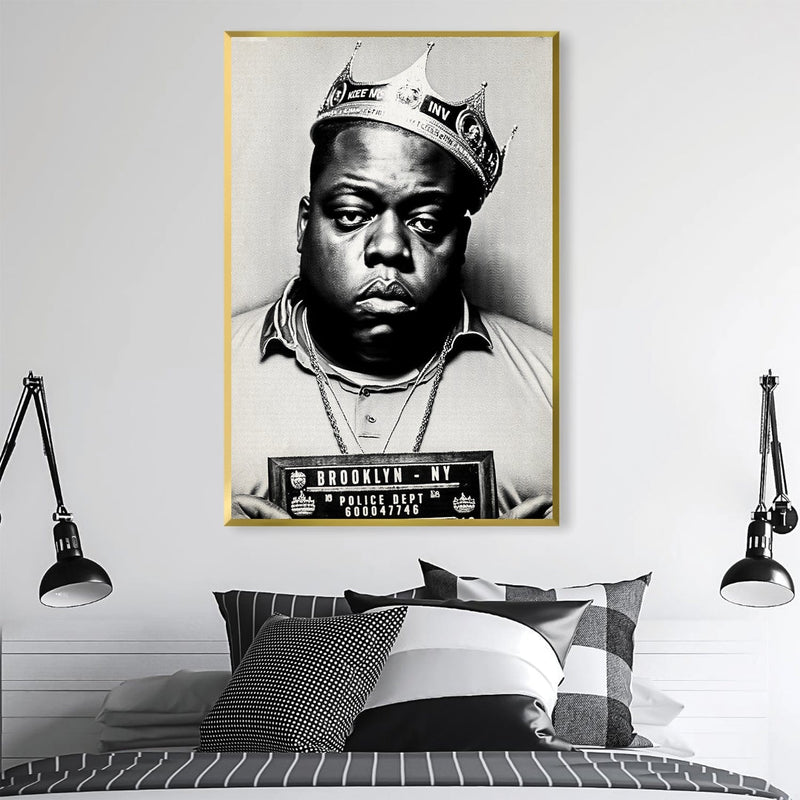 Biggie Mugshot Black Canvas