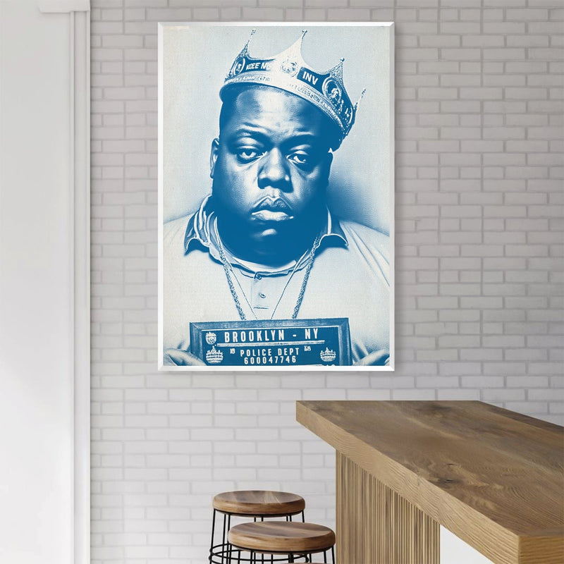 Biggie Mugshot Blue Canvas