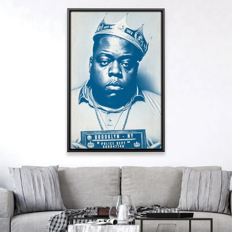 Biggie Mugshot Blue Canvas