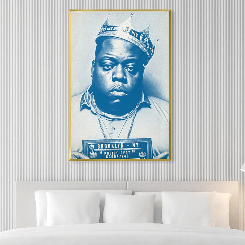 Biggie Mugshot Blue Canvas