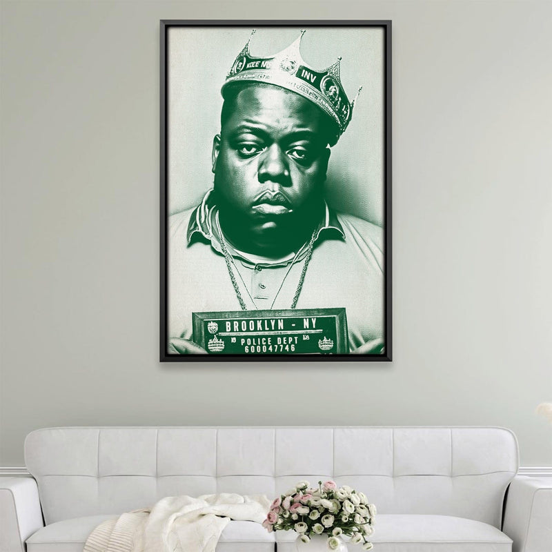 Biggie Mugshot Green Canvas