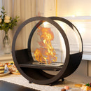 14"*14”H Black Round Freestanding Tabletop Fireplace by JHY DESIGN