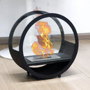 14"*14”H Black Round Freestanding Tabletop Fireplace by JHY DESIGN