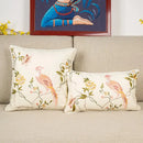 Bird embroidered cotton cushion cover living room floral pillow case by Decorbites
