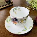GobekUsa Bird Pattern Ceramic Gold-plated Coffee Mug & Saucer Set