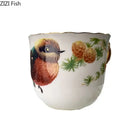 GobekUsa Bird Pattern Ceramic Gold-plated Coffee Mug & Saucer Set