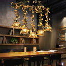 GobekUsa Birdcage Industrial Hemp Rope Suspension Lamp - 3/5-Light Black Ceiling Lighting for Restaurant Island