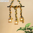 GobekUsa Birdcage Industrial Hemp Rope Suspension Lamp - 3/5-Light Black Ceiling Lighting for Restaurant Island