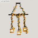 GobekUsa Birdcage Industrial Hemp Rope Suspension Lamp - 3/5-Light Black Ceiling Lighting for Restaurant Island