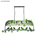 GobekUsa Birdcage Industrial Iron Dining Room Island Light - Black/Bronze Hanging Pendant with Decorative Plant and Bird