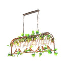 GobekUsa Birdcage Industrial Iron Dining Room Island Light - Black/Bronze Hanging Pendant with Decorative Plant and Bird