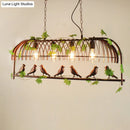 GobekUsa Birdcage Pendant Light - Rustic Wrought Iron Island Lamp with Vine and Bird Deco for Dining Room