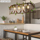 GobekUsa Birdcage Pendant Light - Rustic Wrought Iron Island Lamp with Vine and Bird Deco for Dining Room