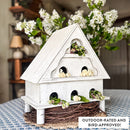 Distressed White Wood Functional Bird House | Outdoor Rated by Decor Steals