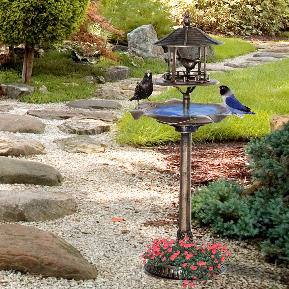 Resin Tall Bird Bath Feeder and Planter 44.5 Inch, photo 2 of 9