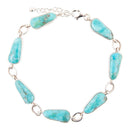 Biwa Blue Turquoise Sterling Silver Link Bracelet