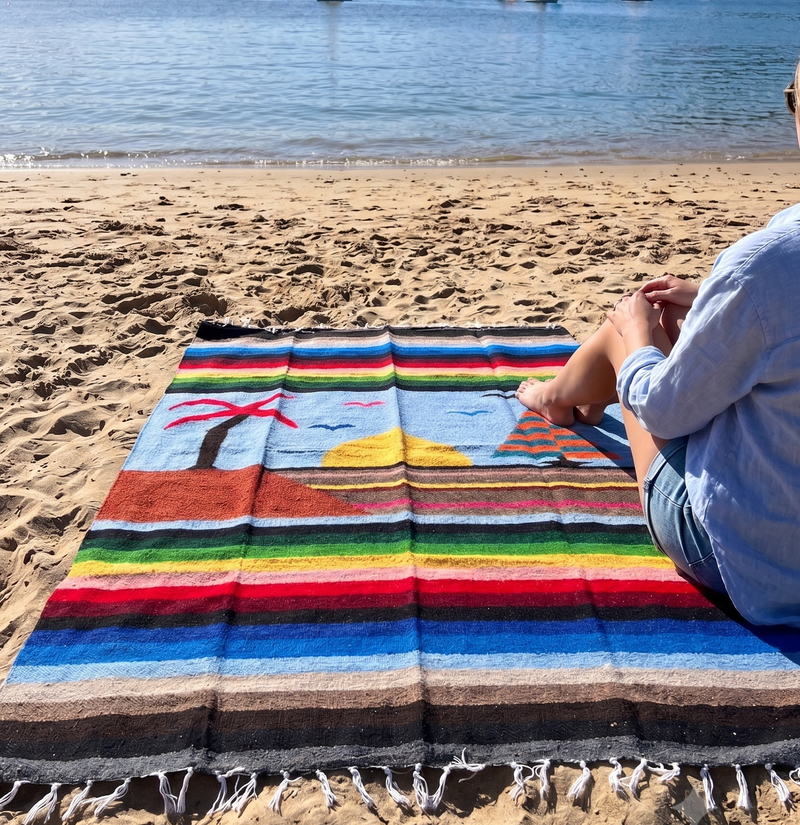 Coronado Sailboat Mexican Blanket, photo 2 of 8