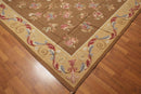 9' x 12' Hand woven Wool French Aubusson Needlepoint Area rug Brown