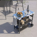 3 Tiers Foldable Outdoor Cart on 2 Wheels with Phone Holder-Black by LJGDeals