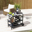 3 Tiers Foldable Outdoor Cart on 2 Wheels with Phone Holder-Black by LJGDeals