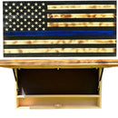 Large Blue Line American Flag Hidden Gun Storage Cabinet (Blue Line)