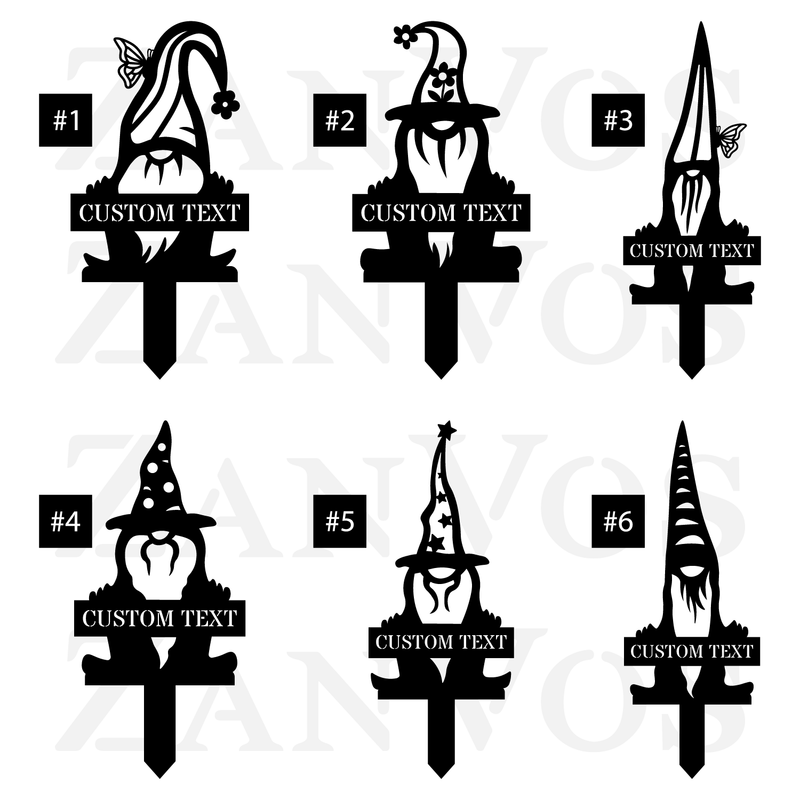 Gnome Monogram Plant Markers