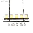 GobekUsa Black 3/5-Light Island Light Fixture with Clear Glass Cylindrical Pendant for Dining Room - Traditional Style