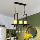 GobekUsa Black 3/5-Light Island Light Fixture with Clear Glass Cylindrical Pendant for Dining Room - Traditional Style