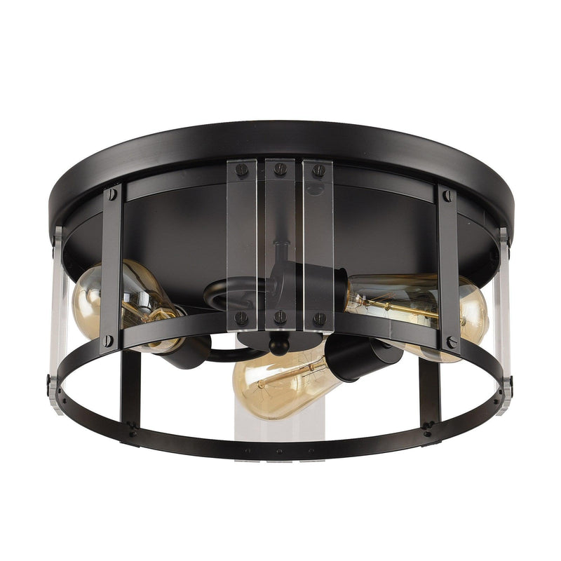 Black 3-Light Farmhouse Flush Mount Ceiling Light