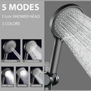Black 5-mode adjustable high pressure shower head for bathroom by Decorbites