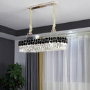 GobekUsa Black 8-Head Island Lamp with Modern Clear Crystal Prisms - Oval Island Light Fixture