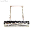 GobekUsa Black 8-Head Island Lamp with Modern Clear Crystal Prisms - Oval Island Light Fixture