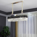 GobekUsa Black 8-Head Island Lamp with Modern Clear Crystal Prisms - Oval Island Light Fixture